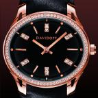 wristwatch Davidoff Lady quartz red gold diamonds black dial