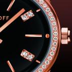 wristwatch Davidoff Lady quartz red gold diamonds black dial