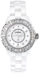 wristwatch Chanel Céramique blanche lunette acier sertie et cadran 11 index diamants