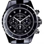 wristwatch Chrono céramique noire, cadran 9 index diamants