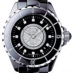 wristwatch J12 Céramique noire, cadran pavé + 12 index diamants