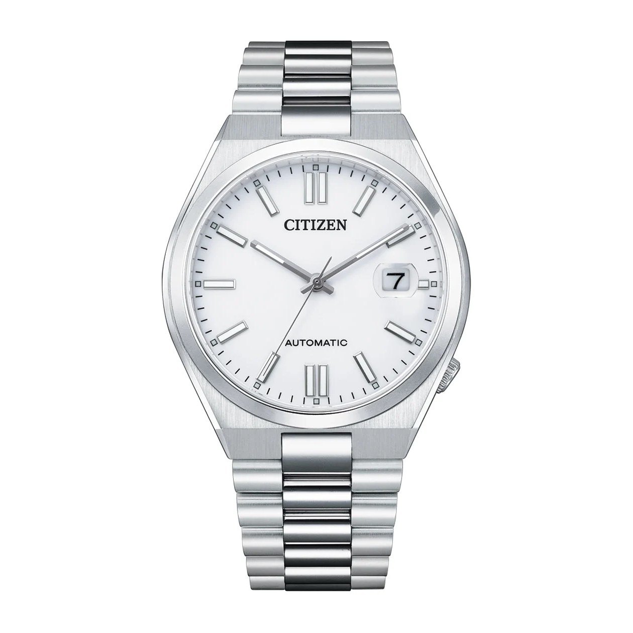 Citizen Tsuyosa NJ0150 automatic watch with white dial and integrated steel bracelet